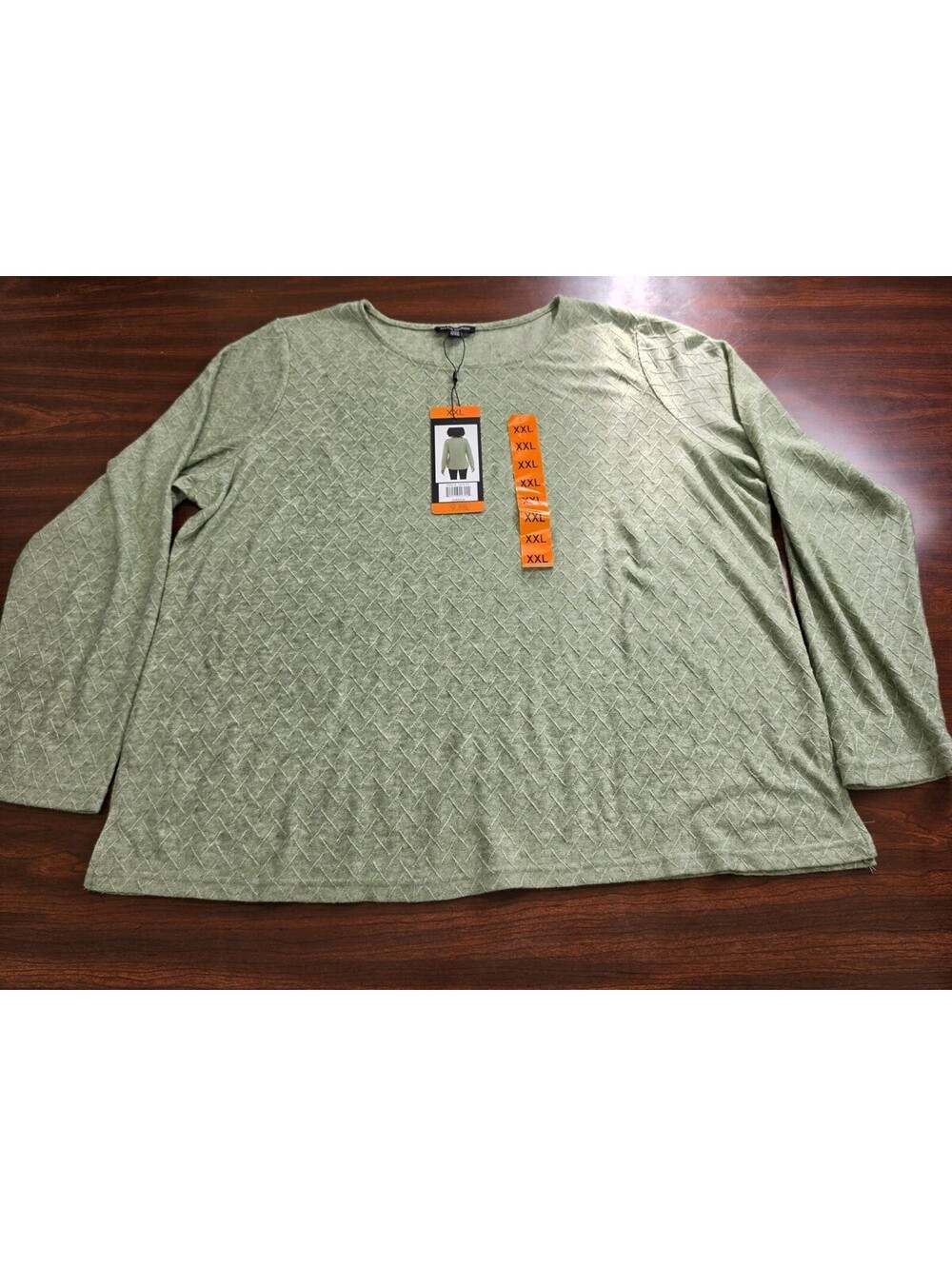 NWT Mario Serrani XXL Green Textured Long Sleeve Knit Sage Minimalist Chic